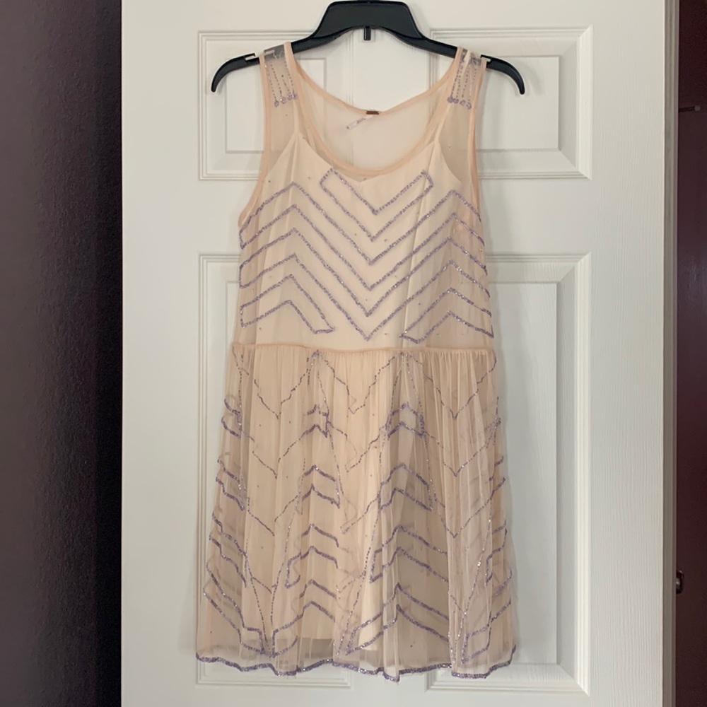 Free people layers sheer dress.  Gorgeous Purple sparkle beaded detailing